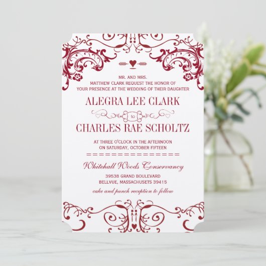 Modern Chalkboard Burgundy Typography Invite Kaart (Staand voorkant)