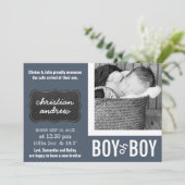 Modern Chalkboard BW Foto New Baby Aankondiging (Staand voorkant)