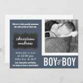 Modern Chalkboard BW Foto New Baby Aankondiging (Voorkant / Achterkant)