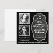 Modern Chalkboard Double Photo Afstuderen Ceremony Kaart (Voorkant / Achterkant)