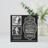 Modern Chalkboard Double Photo Afstuderen Ceremony Kaart (Staand voorkant)
