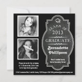 Modern Chalkboard Double Photo Afstuderen Ceremony Kaart (Voorkant)