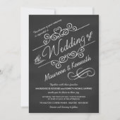 Modern Chalkboard Fancy Scrolls Wedding Uitnodigin Kaart (Voorkant)