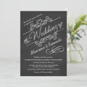Modern Chalkboard Fancy Scrolls Wedding Uitnodigin Kaart (Staand voorkant)