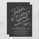 Modern Chalkboard Fancy Scrolls Wedding Uitnodigin Kaart (Voorkant / Achterkant)