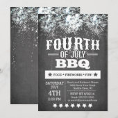 Modern Chalkboard Fireworks, vierde van juli Kaart (Voorkant / Achterkant)