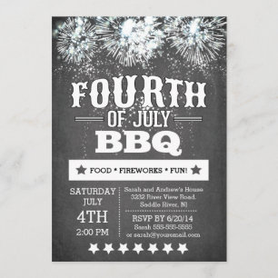 Modern Chalkboard Fireworks, vierde van juli Kaart