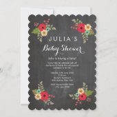 Modern Chalkboard Floral Baby shower Invite Kaart (Voorkant)