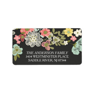 Modern Chalkboard Floral retour adres Etiket