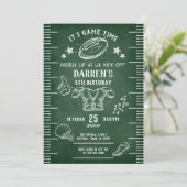 Modern Chalkboard Football Athletic Birthday Kaart (Staand voorkant)