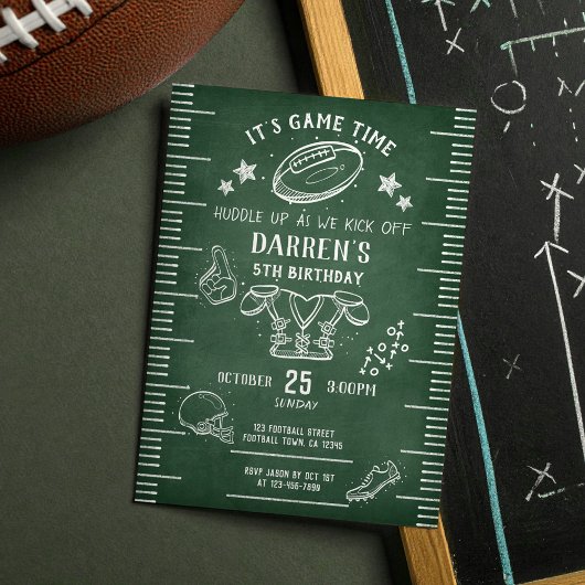 Modern Chalkboard Football Athletic Birthday Kaart