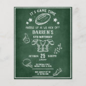 Modern Chalkboard Football Budget Birthday Invite (Voorkant)