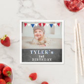 Modern Chalkboard Foto 1st Birthday Party Servet (Insitu)