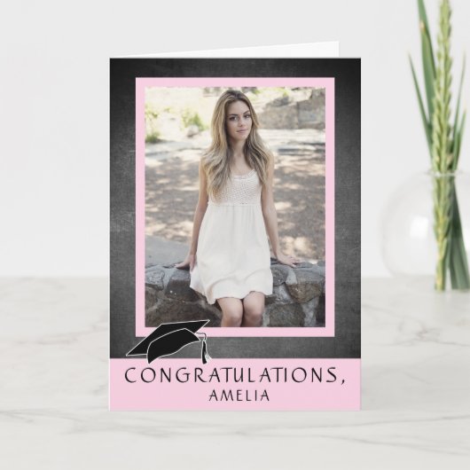 Modern Chalkboard Gefeliciteerd Afstuderen Foto Kaart (Voorkant)