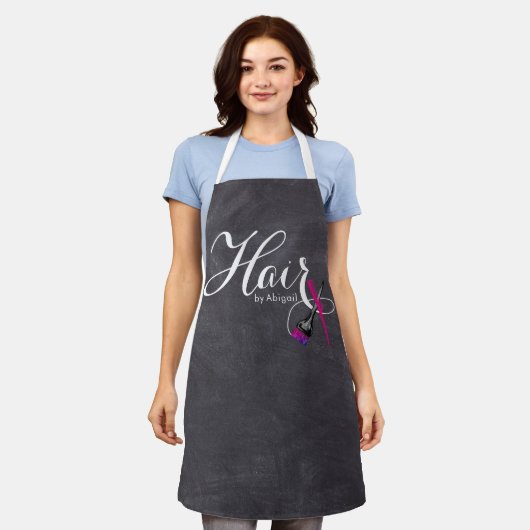 Modern Chalkboard Hair Stylist Apron Schort (Gedragen)