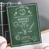 Modern Chalkboard Honkbal Budget Verjaardag Uitnod