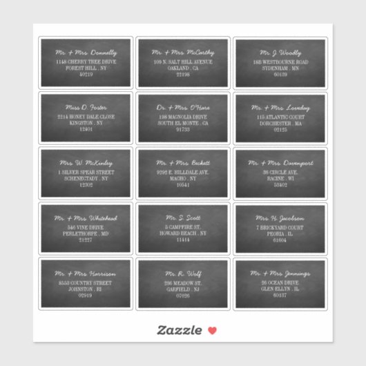 Modern Chalkboard Individuele Gast Adresetiketten Sticker (Vel)