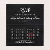 Modern Chalkboard-kalender RSVP-kaart Visitekaartje (Binnenkant ongevouwen)