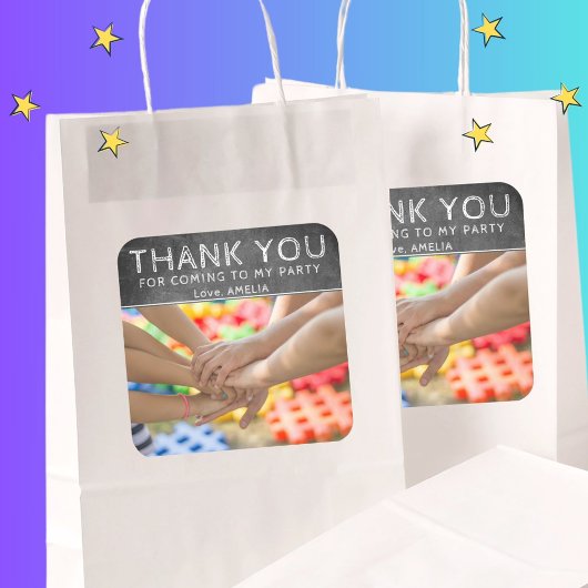 Modern Chalkboard Kinder foto Dank u Verjaardag Vierkante Sticker