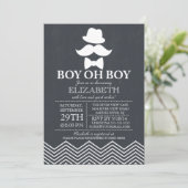 Modern Chalkboard Kleine Mannen snor Baby shower Kaart (Staand voorkant)