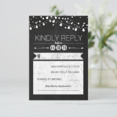 Modern Chalkboard Lights Bruiloft RSVP Kaart (Staand voorkant)