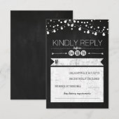 Modern Chalkboard Lights Bruiloft RSVP Kaart (Voorkant / Achterkant)
