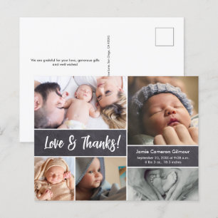 Modern Chalkboard Love Bedankt baby fotocollage Briefkaart