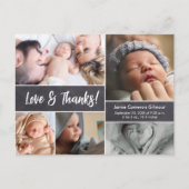 Modern Chalkboard Love Bedankt baby fotocollage Briefkaart (Voorkant)