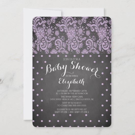Modern Chalkboard Meisjes Baby shower Invitation Kaart (Voorkant)