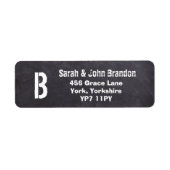 Modern Chalkboard Monogram Weddenschap Adres Label (Voorkant)