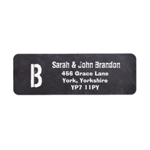 Modern Chalkboard Monogram Weddenschap Adres Label