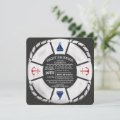 Modern Chalkboard Nautical Baby shower Invitation Kaart (Staand voorkant)