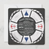 Modern Chalkboard Nautical Baby shower Invitation Kaart (Voorkant)