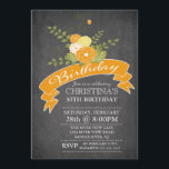 Modern Chalkboard Oranje Flowers Birthday Party Kaart<br><div class="desc">Begin je moderne verjaardagsfeest meteen met onze oranje feestdag met hedendaagse oranje, gele en witte bloemen omringd door groene fernbladeren met een moderne banner op een trendy en populaire chalkboardachtergrond. Draai ons verjaardagsfeest voor volwassenen om een passende kleur terug te vinden voor een extra speciale aanraking! Verkrijgbaar in onze winkel...</div>