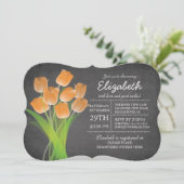 Modern Chalkboard Oranje Tulip Vrijgezellenfeest Kaart (Staand voorkant)