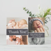 Modern Chalkboard Photo Collage Baby shower Bedankkaart (Staand voorkant)