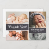 Modern Chalkboard Photo Collage Baby shower Bedankkaart (Voorkant / Achterkant)