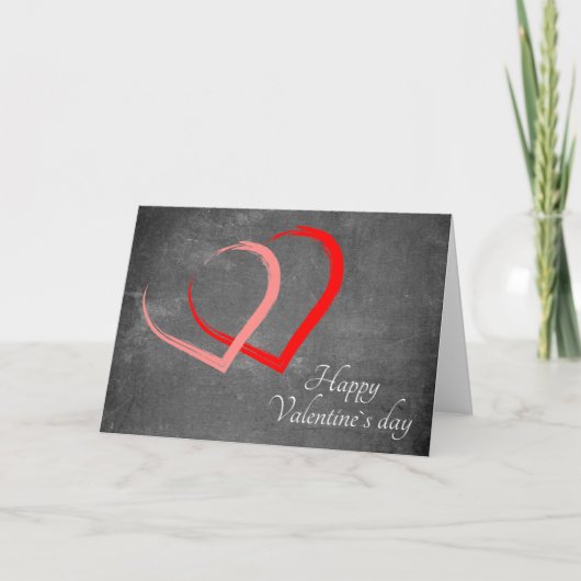Modern Chalkboard Red Heart Valentijn`s Day Feestdagen Kaart (Voorkant)