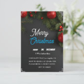 Modern Chalkboard Red Ornaments Christmas Party  Kaart (Staand voorkant)