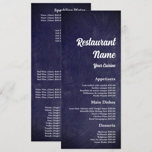 Modern Chalkboard, Restaurant Slimline Menu (Voorkant / Achterkant)