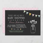 Modern Chalkboard Roze Baby shower-uitnodiging Kaart (Voorkant / Achterkant)