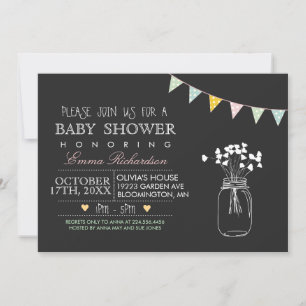 Modern Chalkboard Roze Baby shower-uitnodiging Kaart