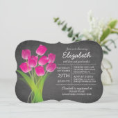 Modern Chalkboard Roze Tulp Vrijgezellenfeest Kaart (Staand voorkant)