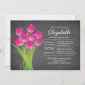 Modern Chalkboard Roze Tulp Vrijgezellenfeest Kaart (Voorkant)