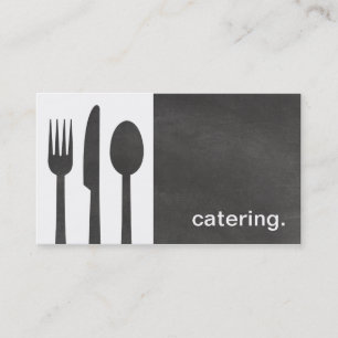 Modern Chalkboard Silhouette Catering white/grijs Visitekaartje
