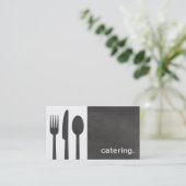 Modern Chalkboard Silhouette Catering white/grijs Visitekaartje (Staand voorkant)