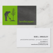 Modern Chalkboard Silhouette Landscaper | groen Visitekaartje (Voorkant / Achterkant)