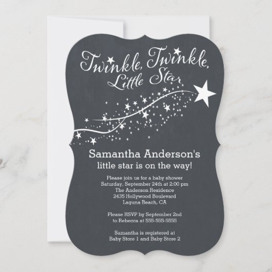 Modern Chalkboard Star Baby shower Invitation Kaart (Voorkant)