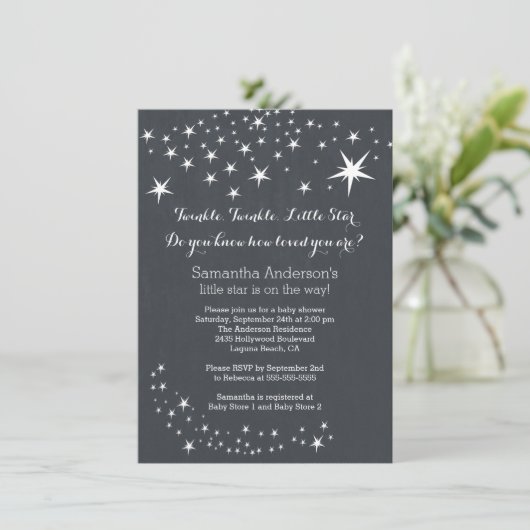 Modern Chalkboard Star Baby shower Invitation Kaart (Staand voorkant)