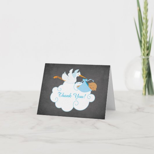 Modern Chalkboard Stork Baby shower Bedankt (Voorkant)